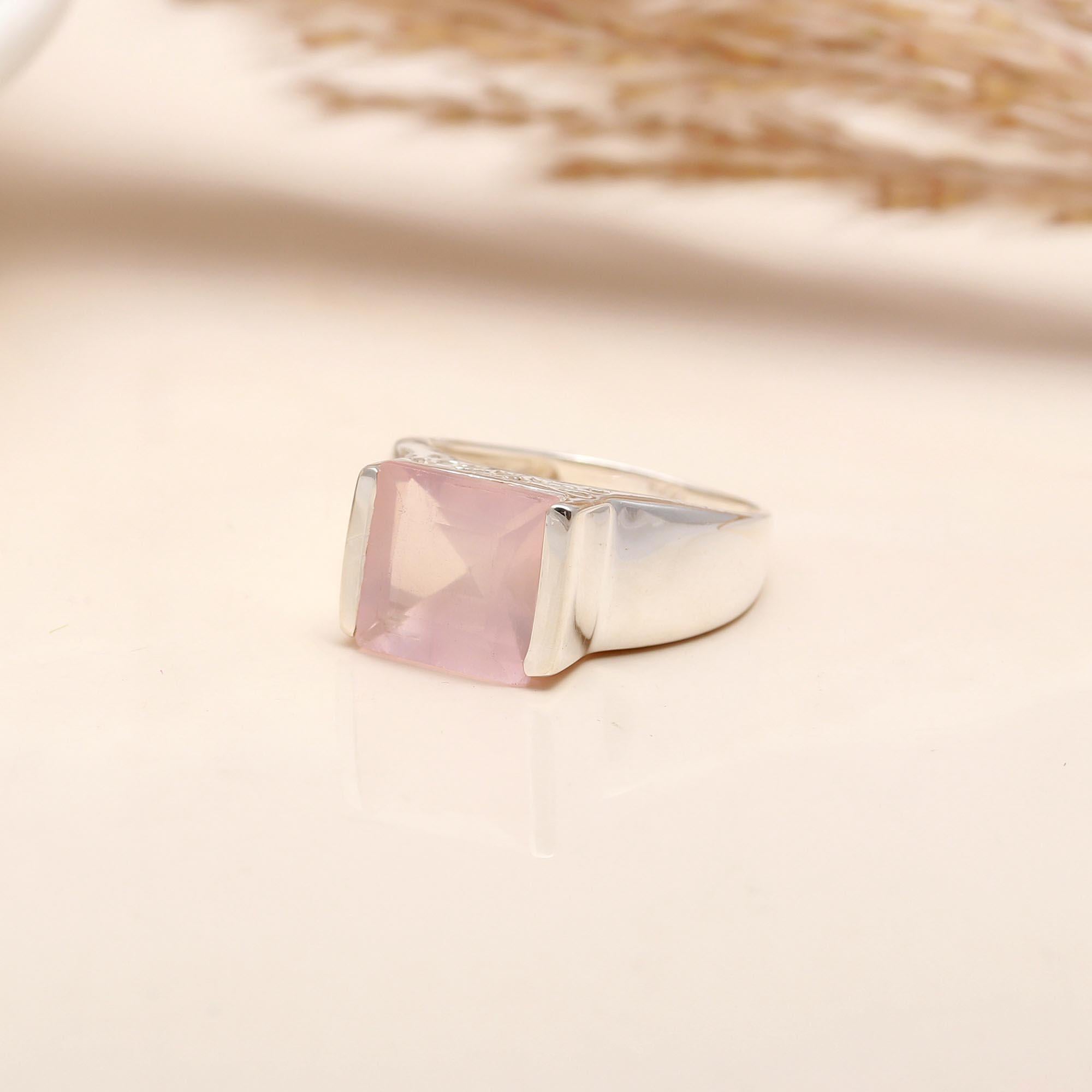 925 Silver Rose Quartz Ring