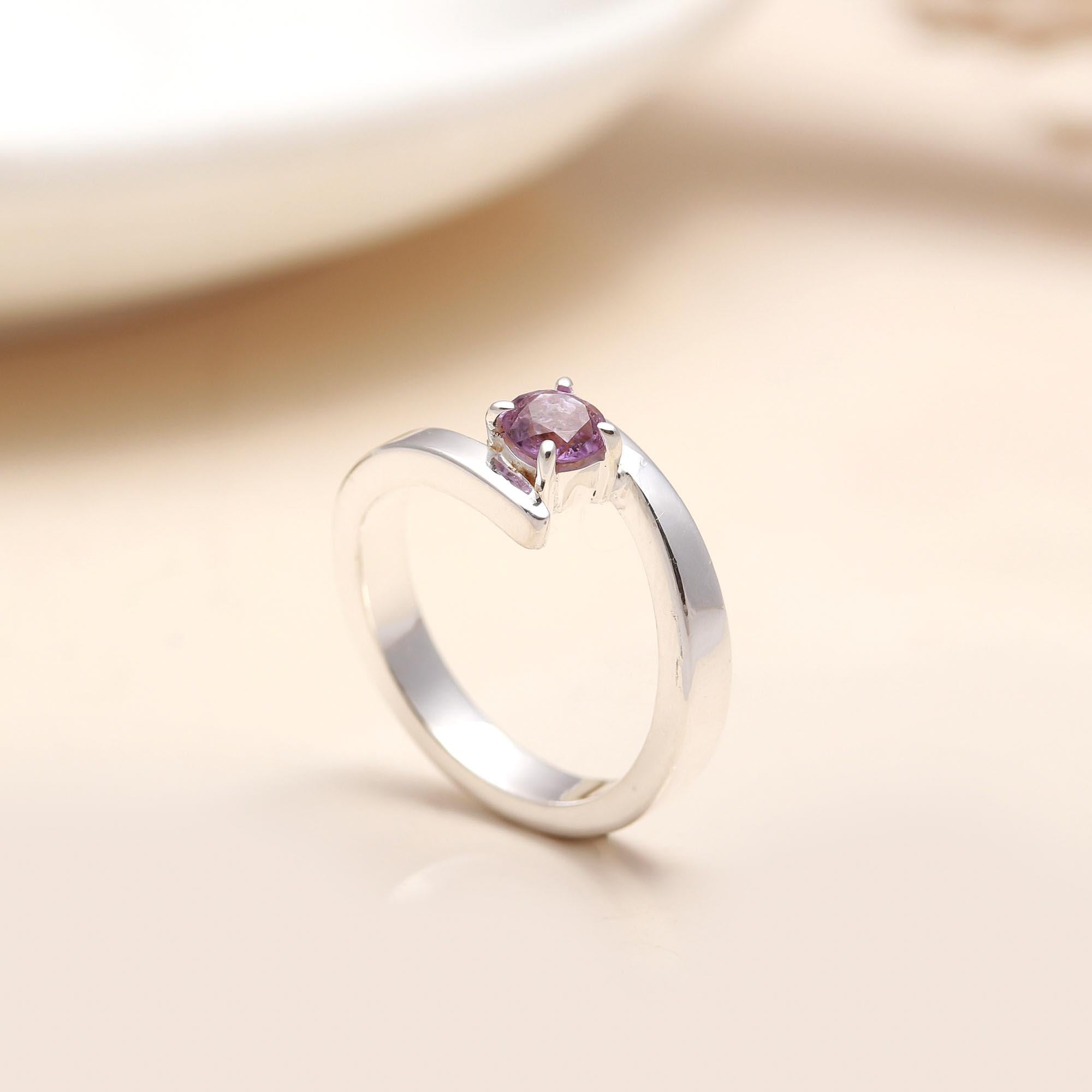 925 Silver Amethyst Twist Ring