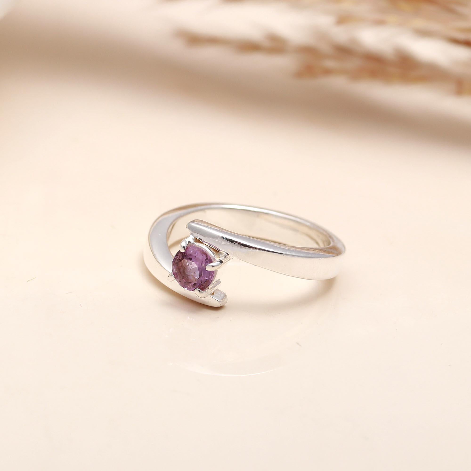 925 Silver Amethyst Twist Ring