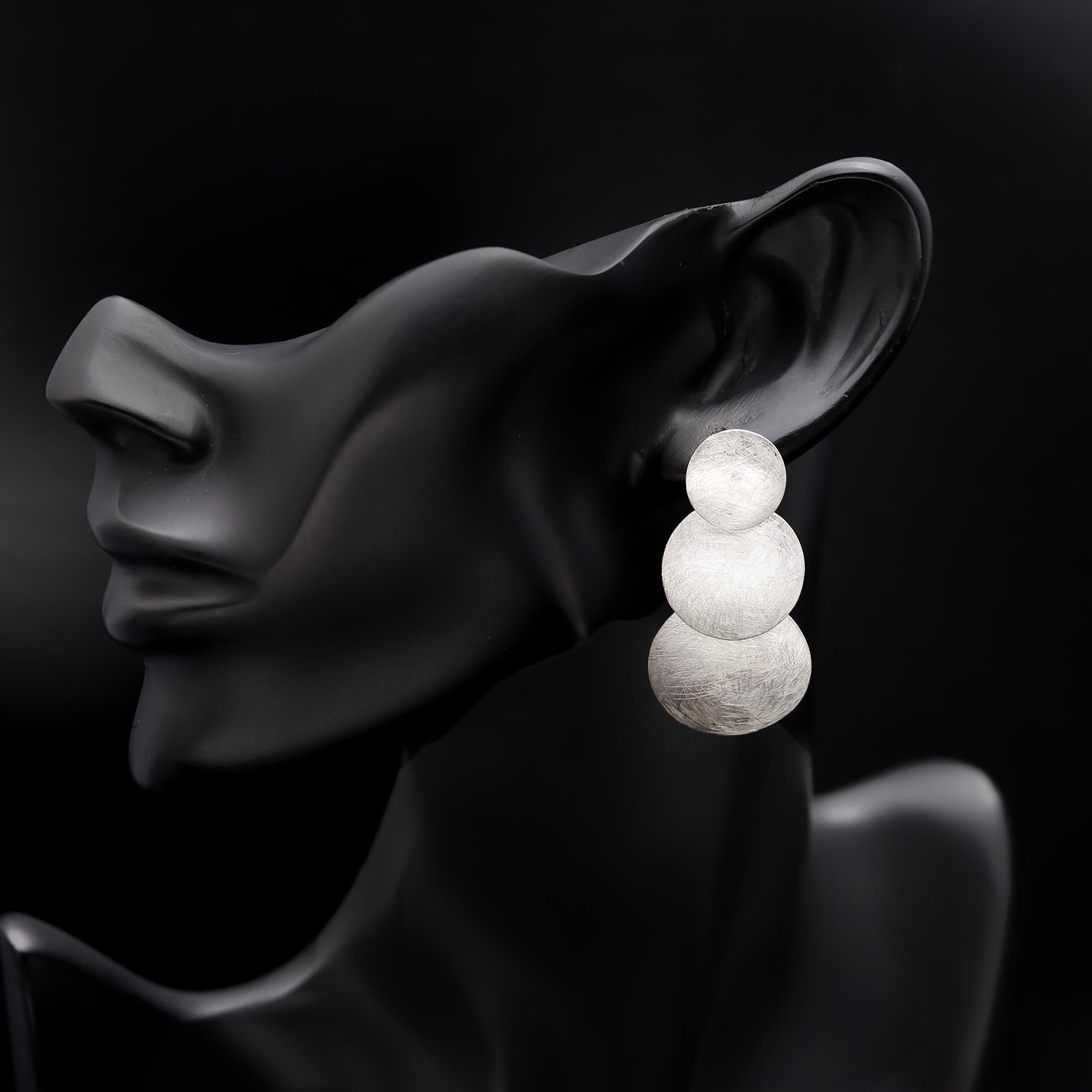 925 Silver Triple Disc Dangle Earrings