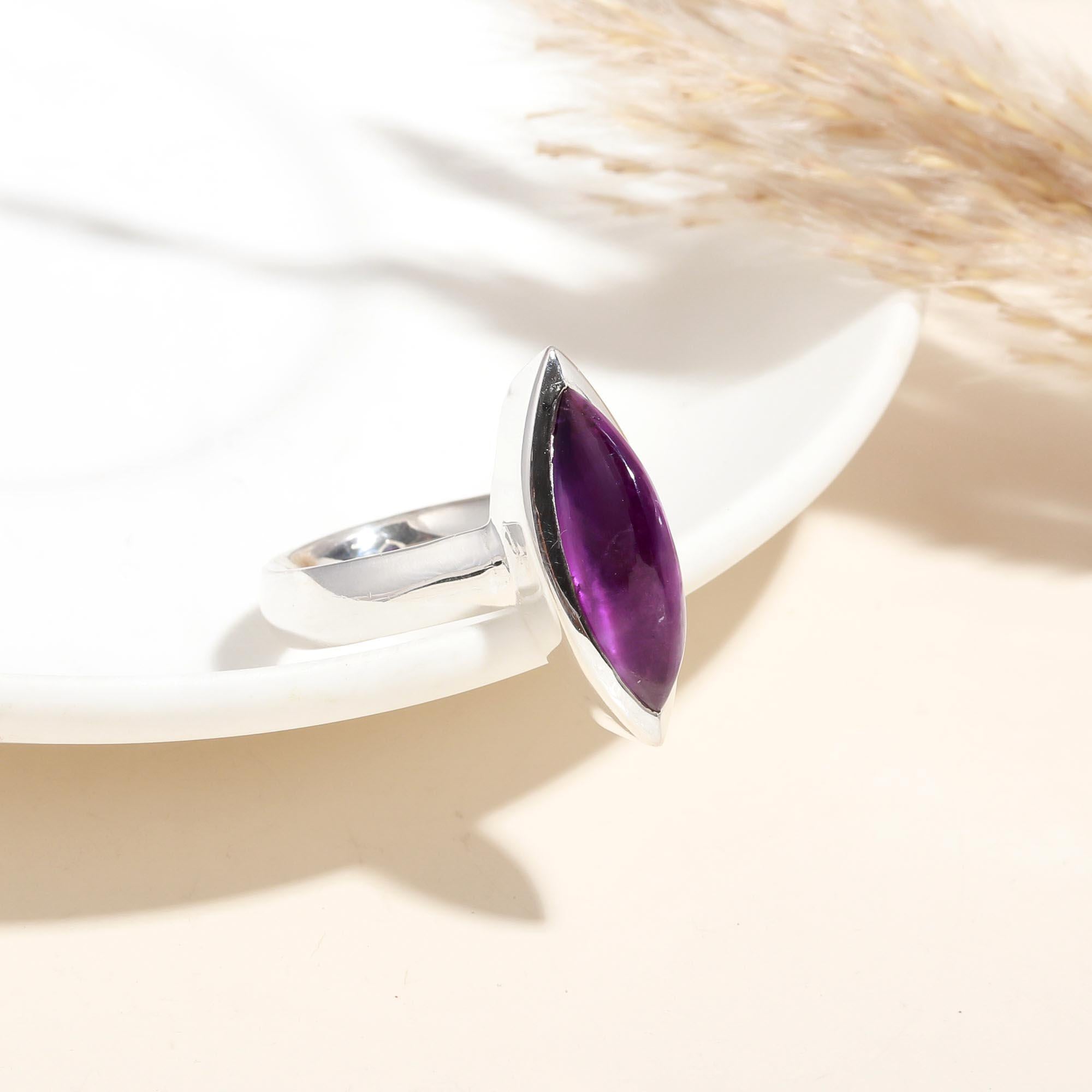 925 Silver Marquise Amethyst Ring