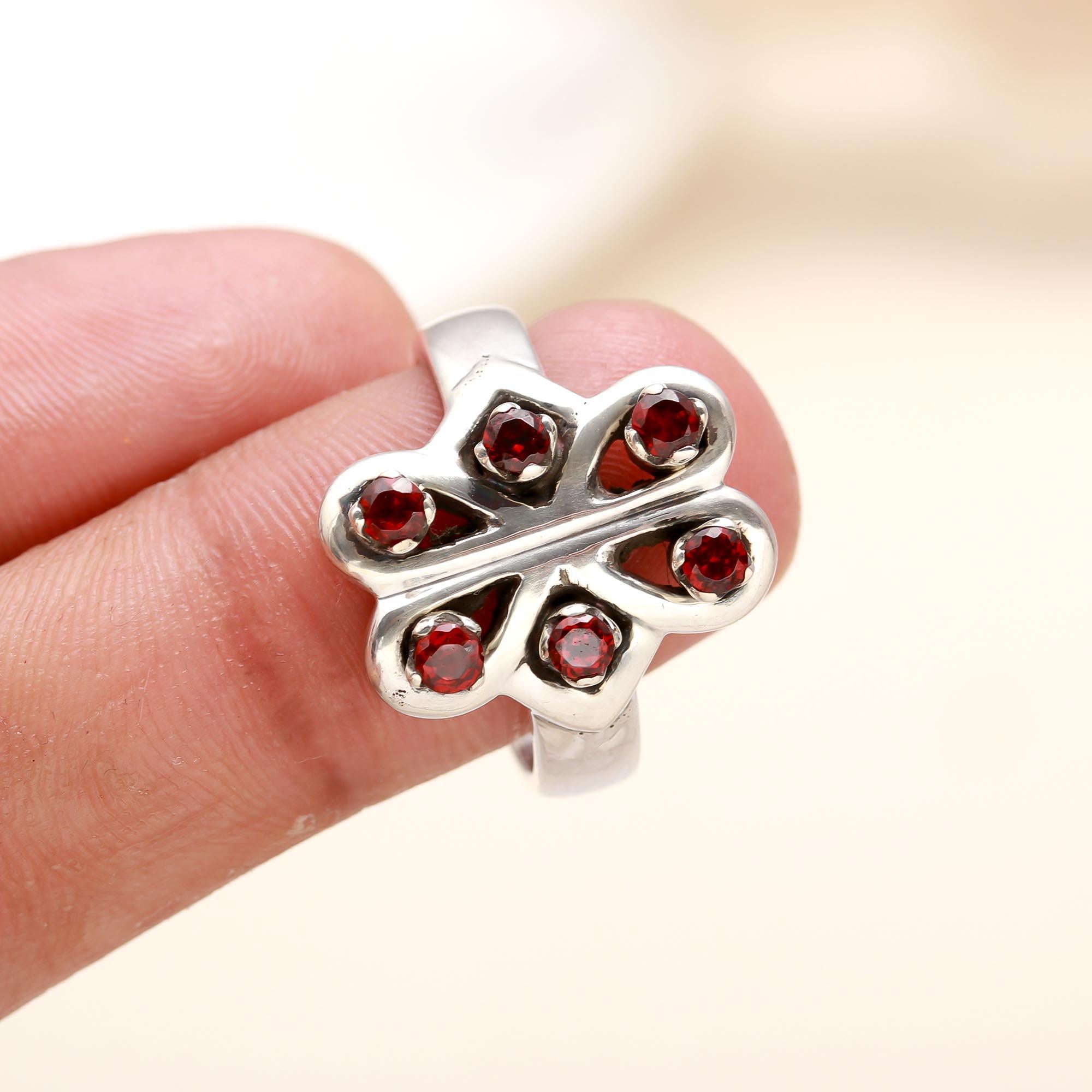 925 Silver Garnet Ring