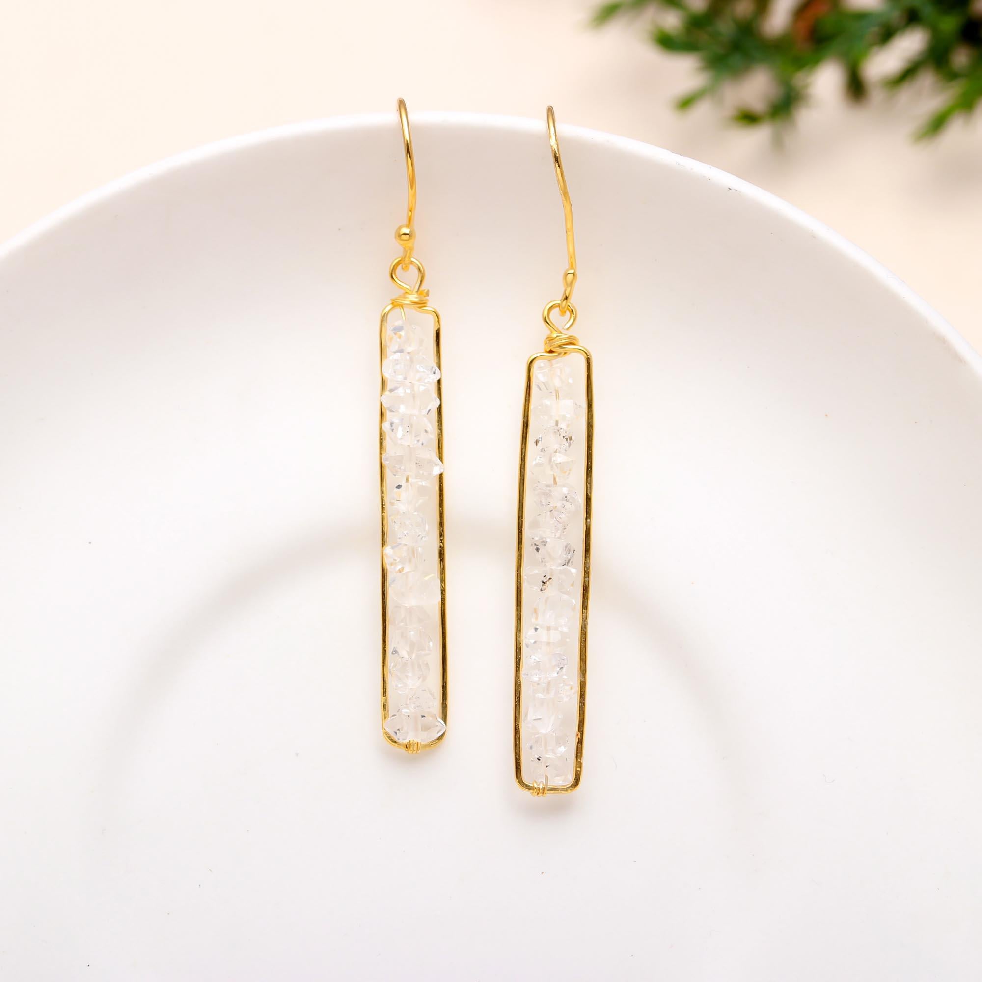 925 Sterling Silver Herkimer Diamond Long Dangle & Drop Earrings