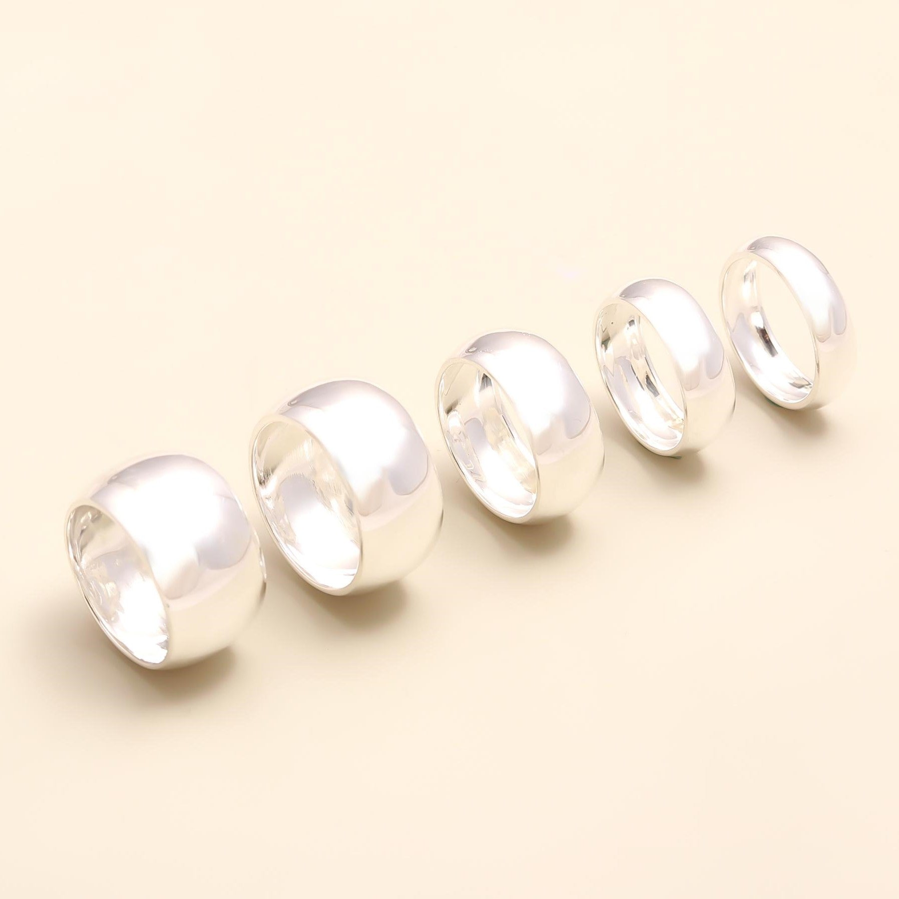 The Sterling Mirror: Silver Cigar Wide Band Ring