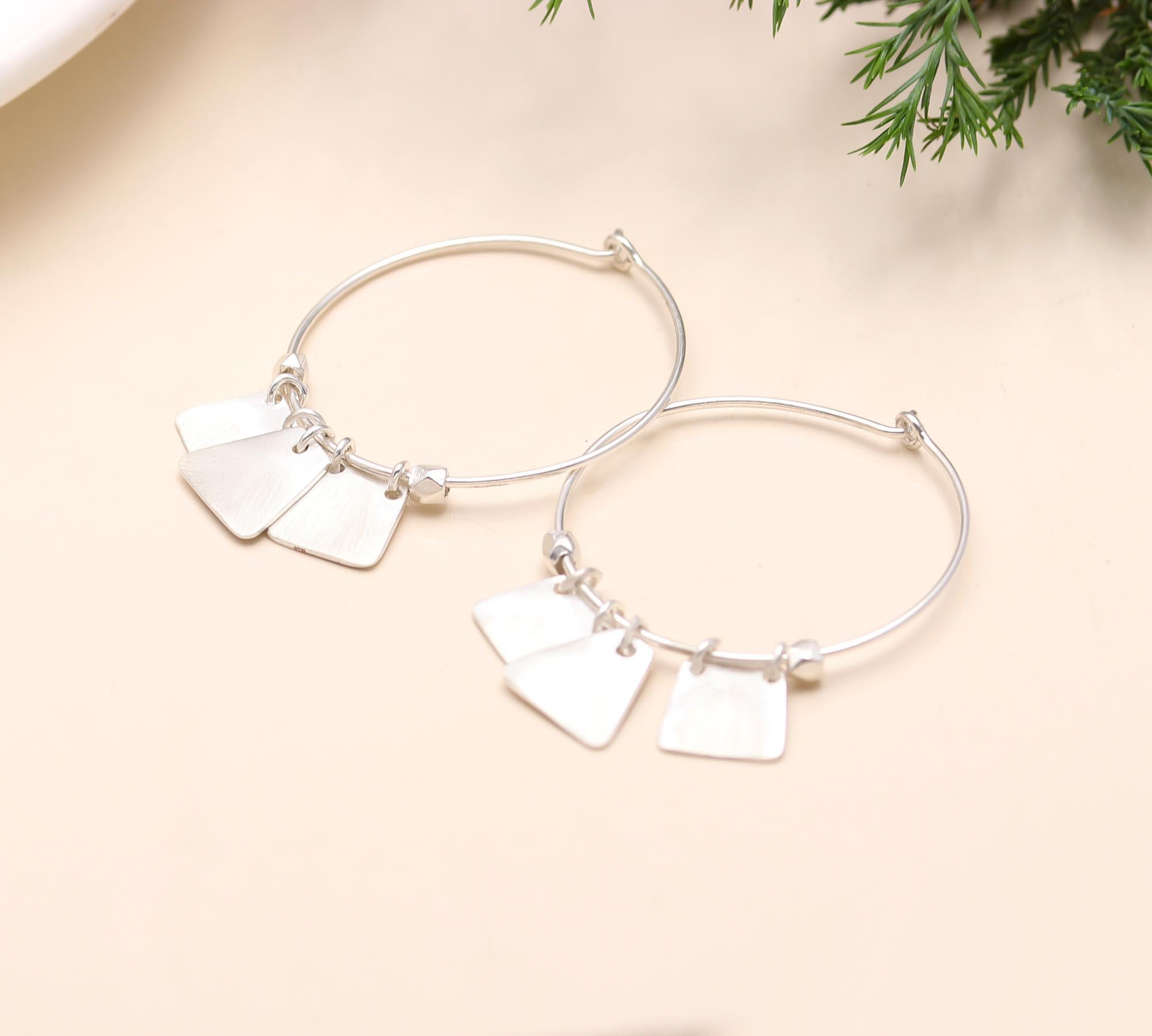 The Silver Tag: Geometric Fringe Hoop Earrings