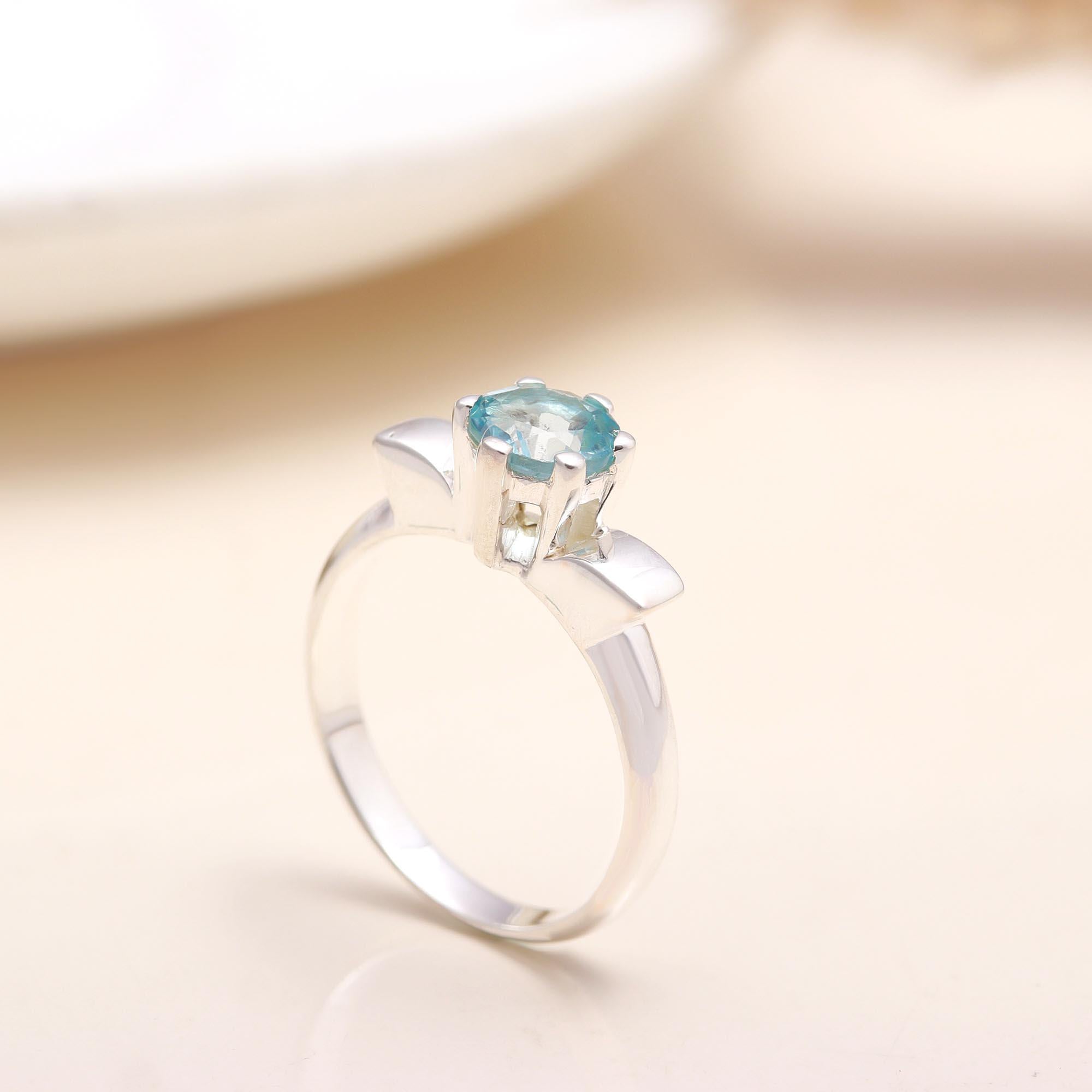 Handmade aquamarine sterling silver solitaire ring