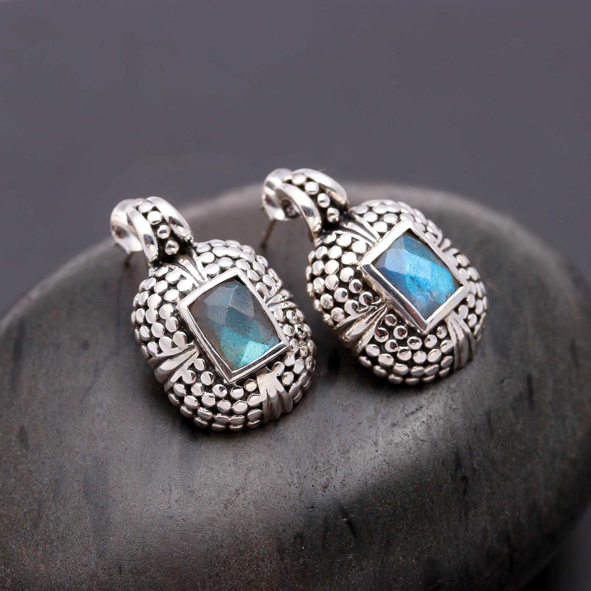 925 Silver Labradorite Drop Earrings