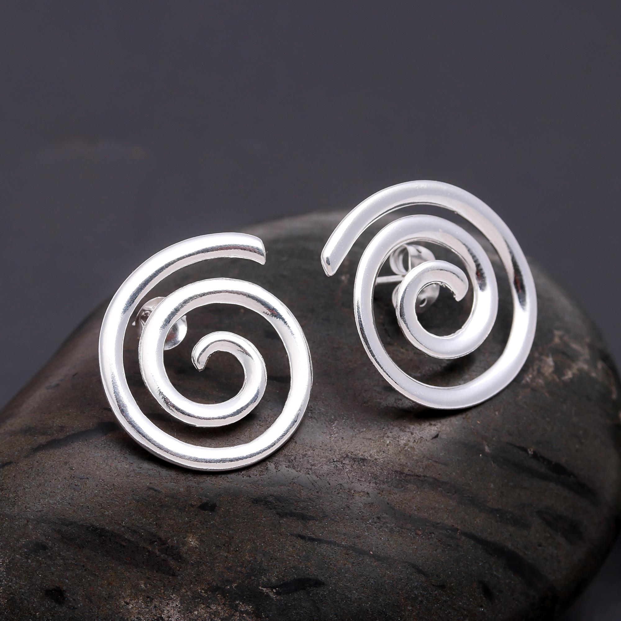 925 Silver Spiral Stud Earrings