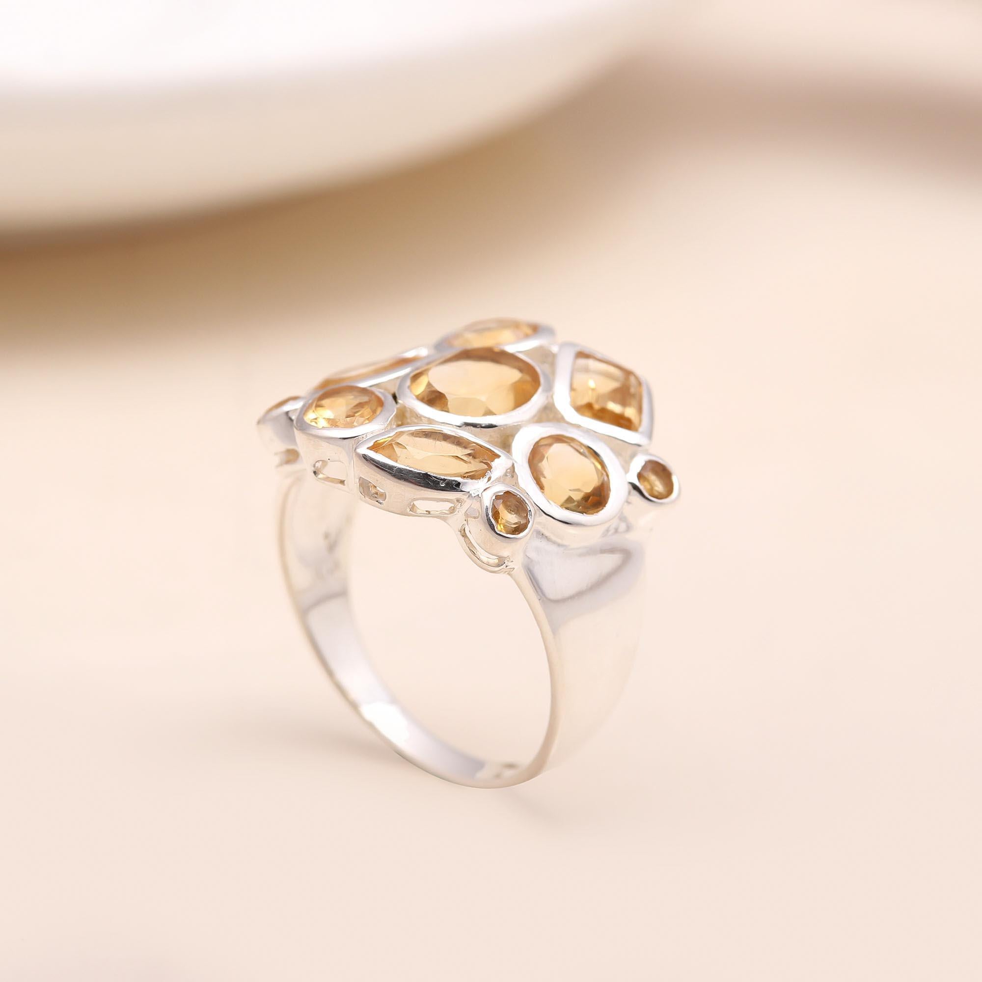 The Golden Hive: Multi-Stone Citrine Ring