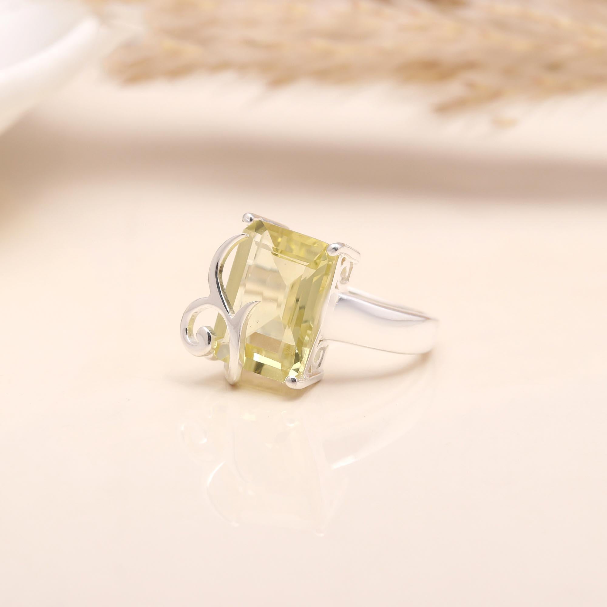 The Vintage Frame: Emerald Cut Lemon Quartz Ring