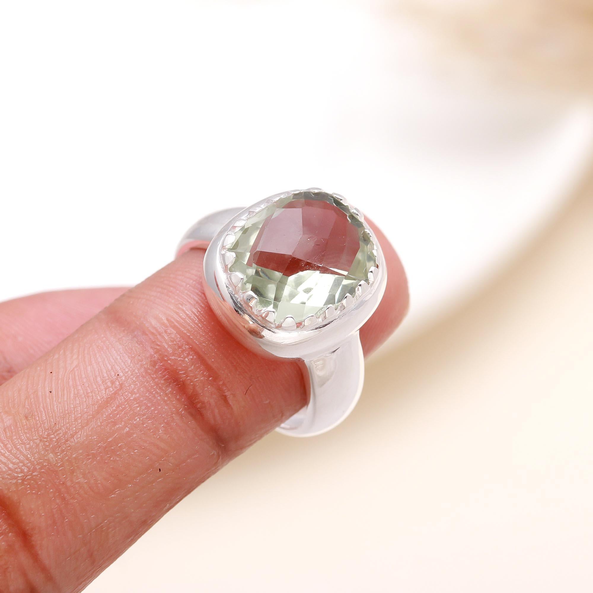 The Crystal Orb: Round Green Amethyst Ring