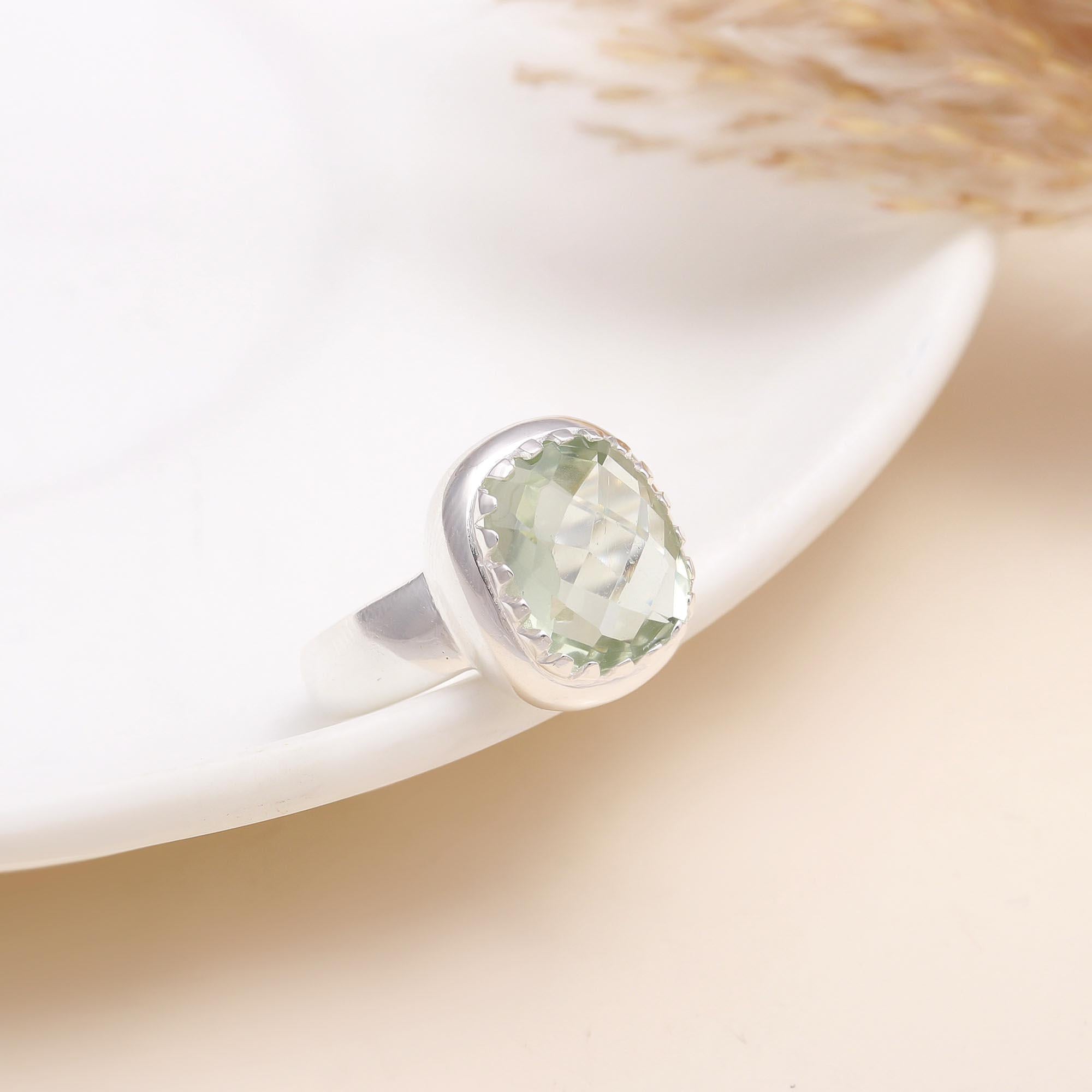 The Crystal Orb: Round Green Amethyst Ring