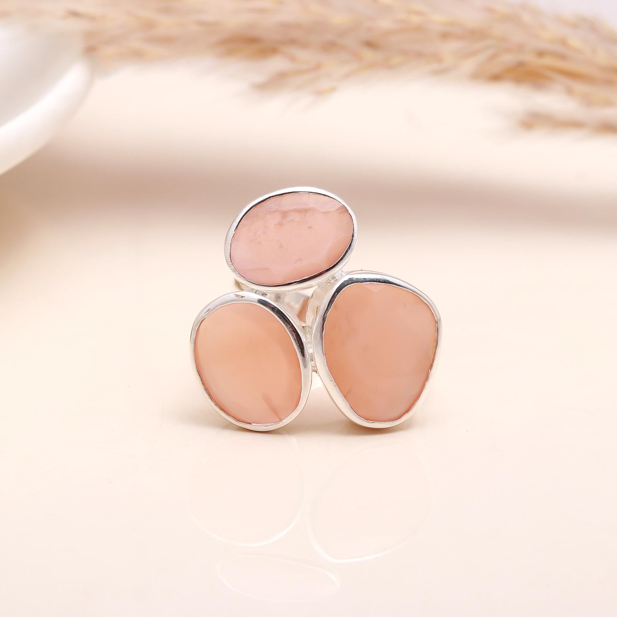 The Pastel Cluster: Multi-Stone Pink Opal Ring