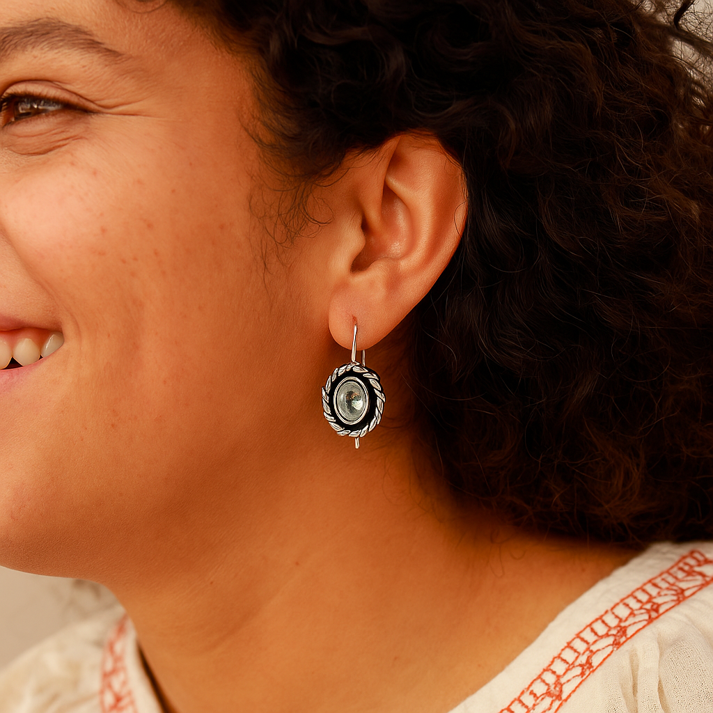 The Vintage Azure: Oxidized Sterling Silver & Blue Topaz Earrings
