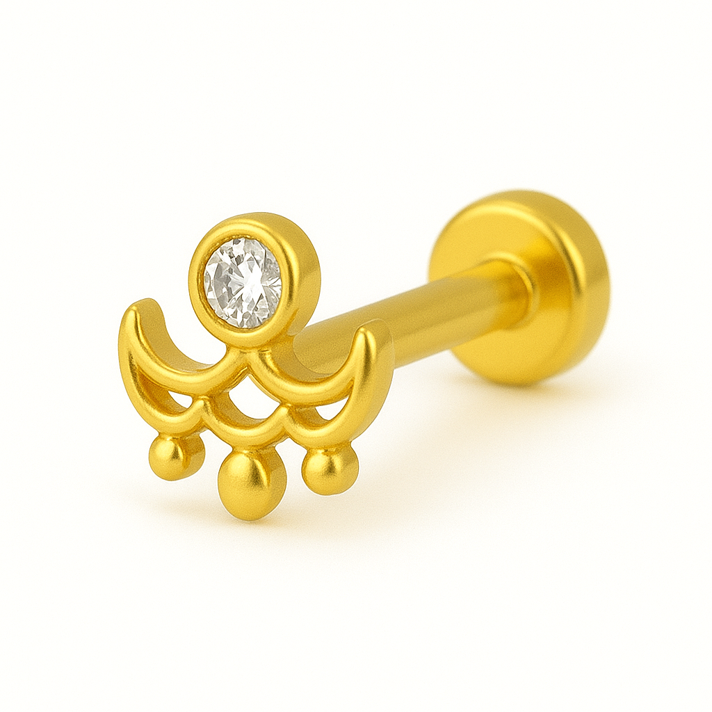 925 Sterling Silver Gold Plated Crescent Layer Nose Pin