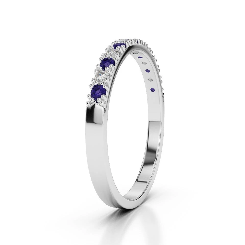 The Royal Rhythm : Iolite & Moissanite Half Eternity Ring