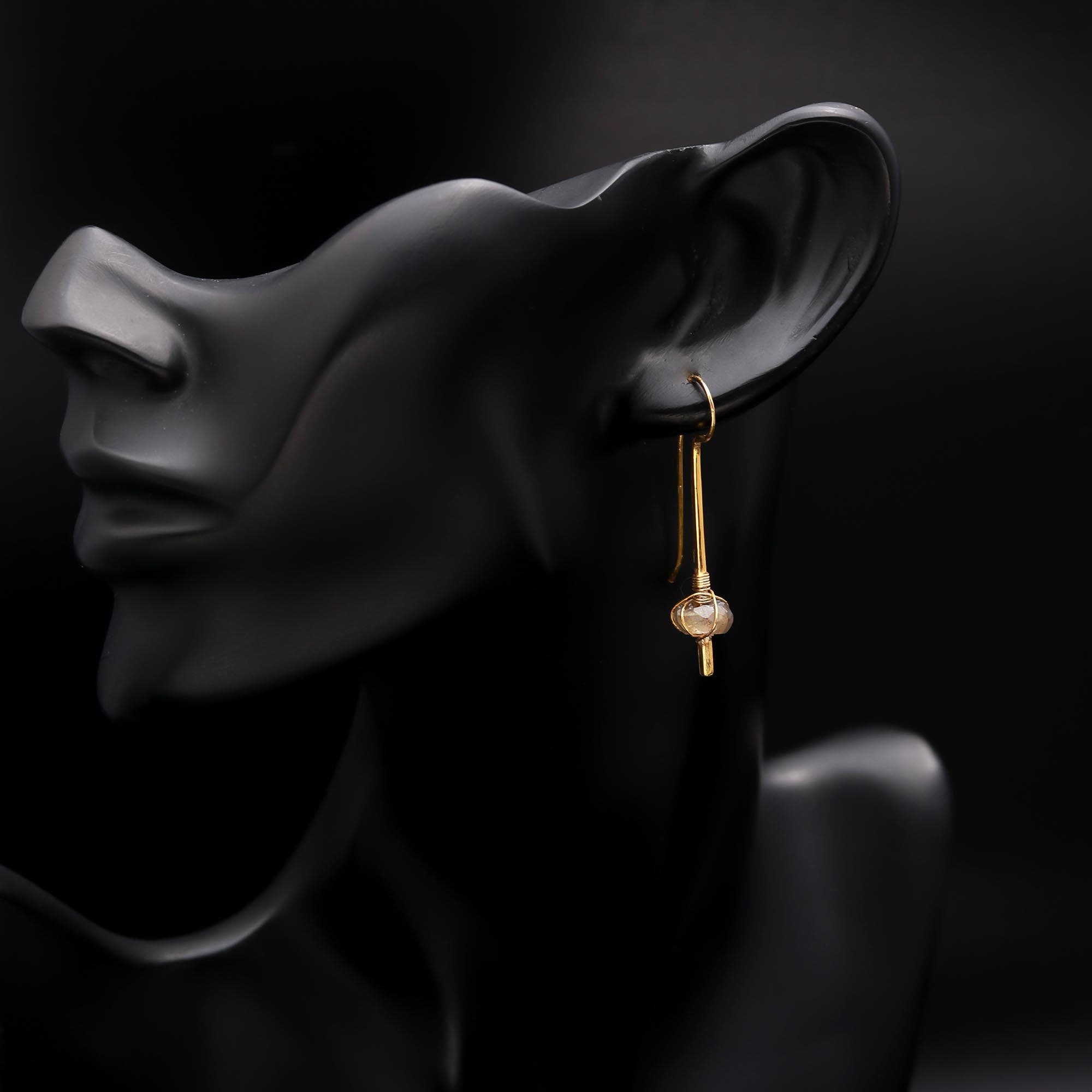 The Golden Meridian: Labradorite & Gold Bar Drop Earrings