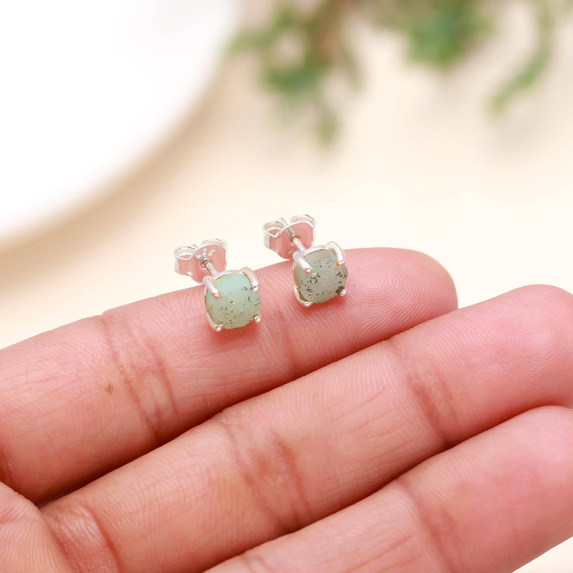 The Mint Stardust: Green Druzy & Silver Stud Earrings